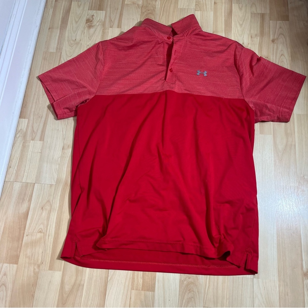 Under Armour men's color-blocked performance polo shirt in red XL